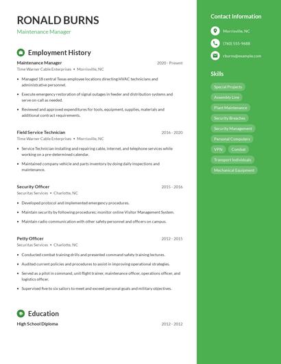 Resume example 5