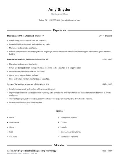 Resume example 1