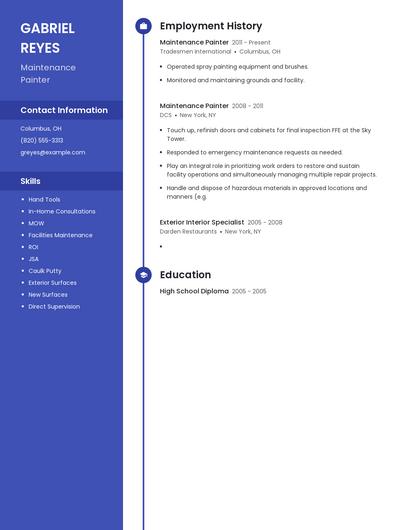 Maintenance Painter Resume