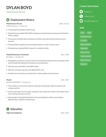 Resume example 5