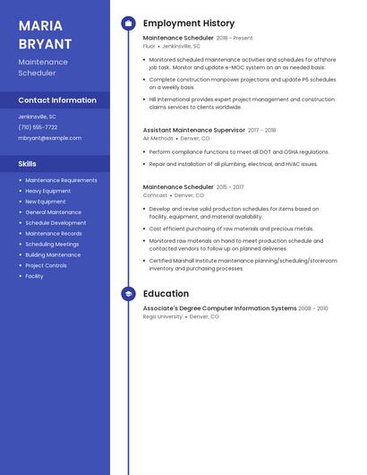 Maintenance Scheduler Resume