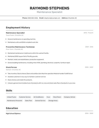 Resume example 2