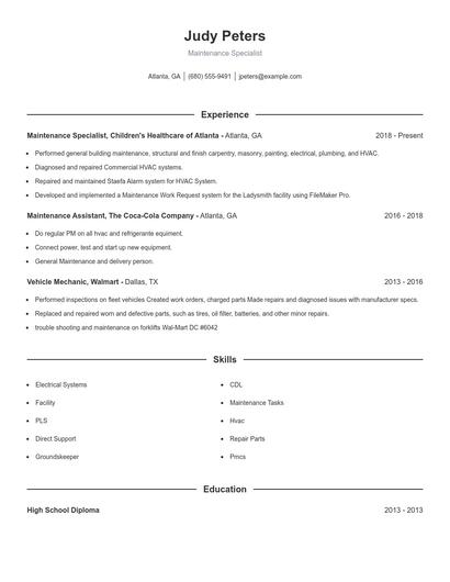Resume example 1