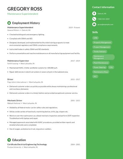 Resume example 5
