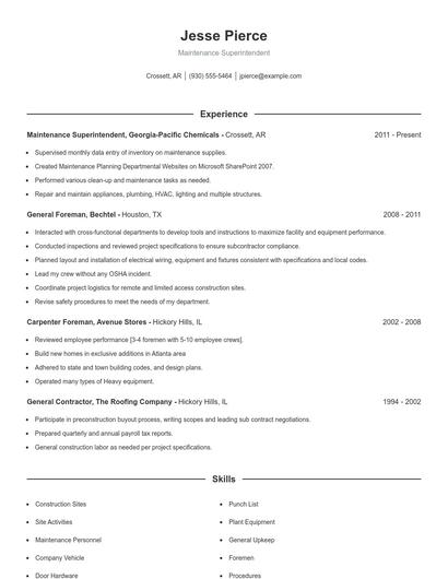 Resume example 1