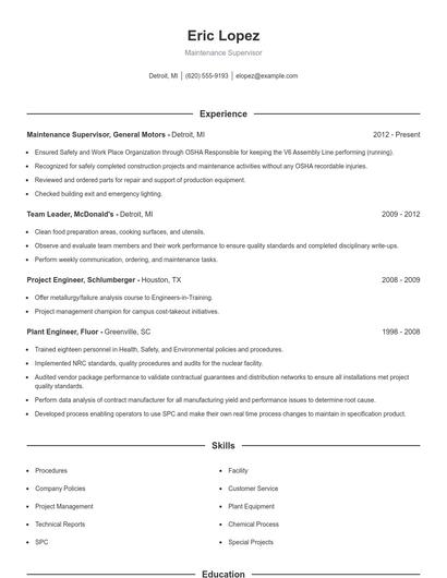 Resume example 1