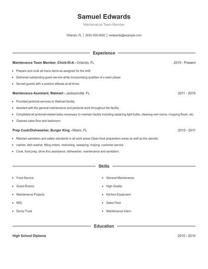 Resume example 1
