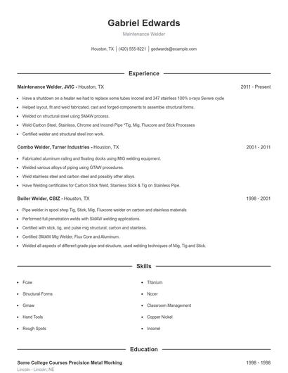 Resume example 1