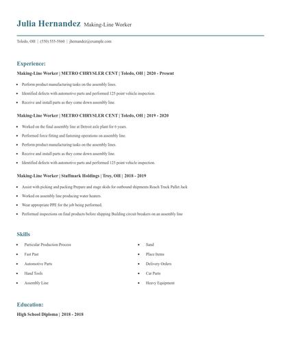 Making-Line Worker Resume