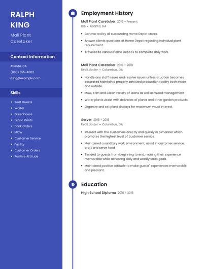 Mall Plant Caretaker Resume