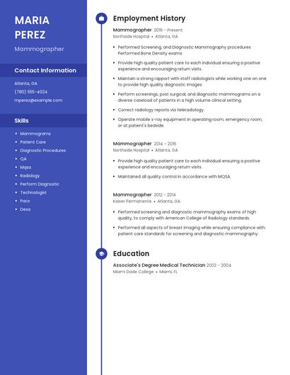 Mammographer Resume
