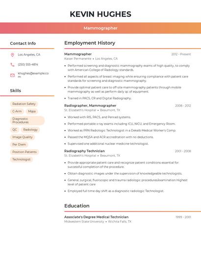 Mammographer Resume
