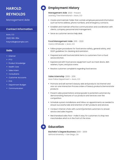 Management Aide Resume