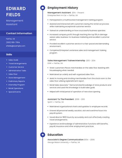Management Assistant Resume