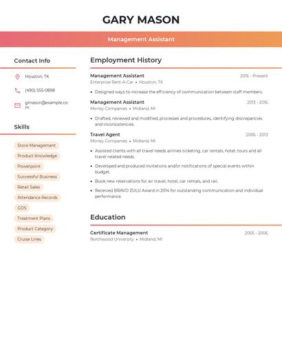 Management Assistant Resume