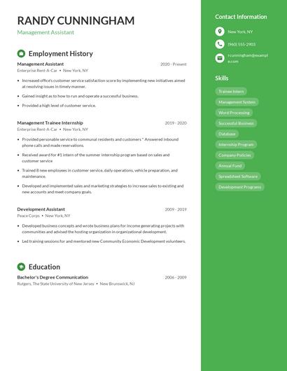 Management Assistant Resume