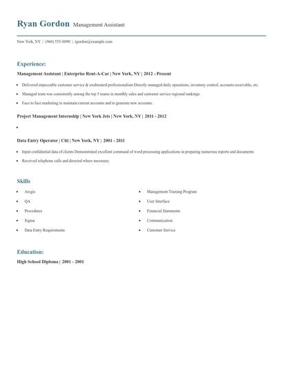 Management Assistant Resume