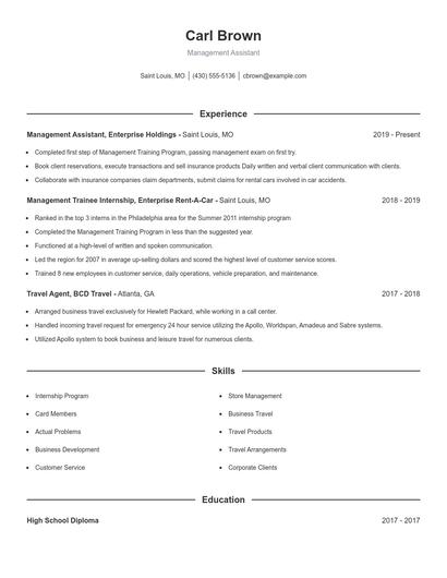 Management Assistant Resume