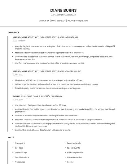 Management Assistant Resume