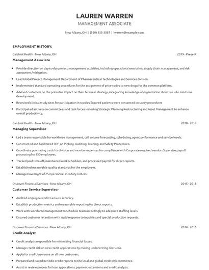 Management Associate Resume
