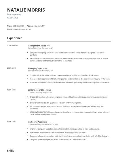 Management Associate Resume