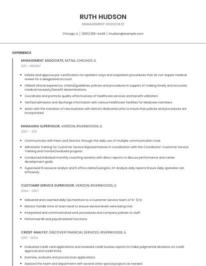 Management Associate Resume