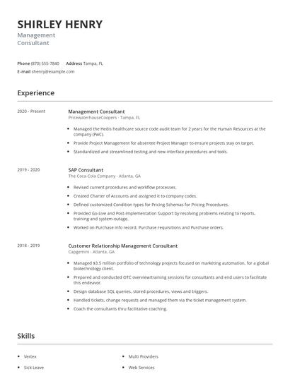 Management Consultant Resume