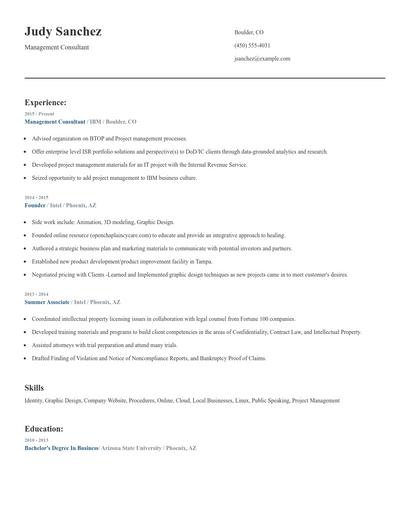 Management Consultant Resume