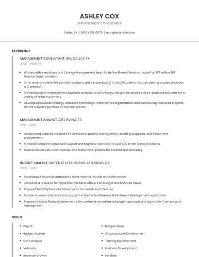 Management Consultant Resume