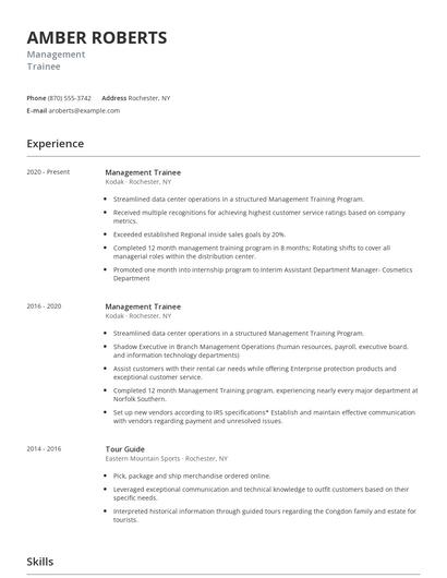 Management Trainee Resume