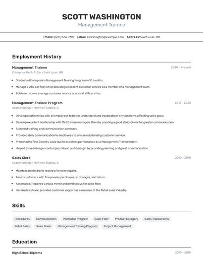 Management Trainee Resume
