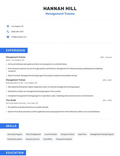 Management Trainee Resume