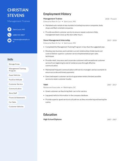 Management Trainee Resume