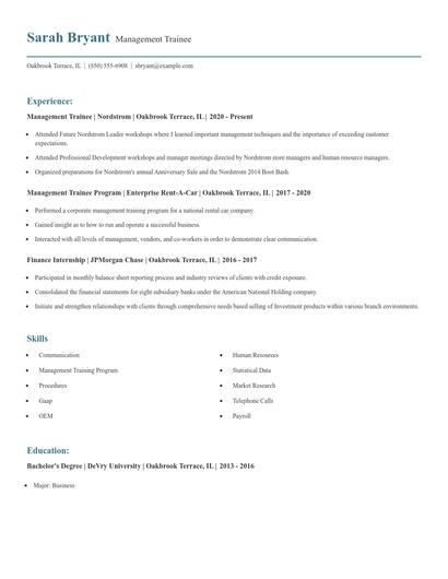 Management Trainee Resume
