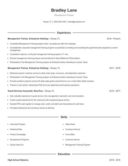 Management Trainee Resume