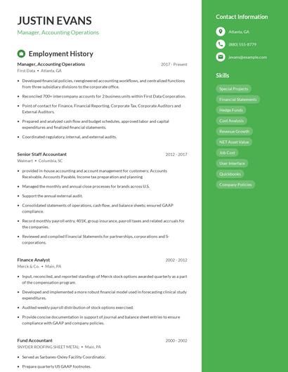Manager, Accounting Operations Resume