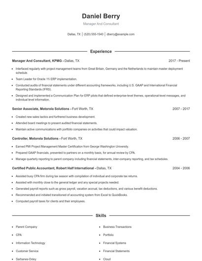 Resume example 1