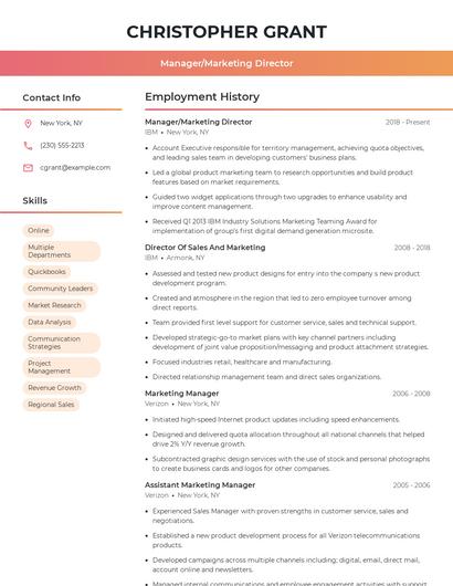 Manager/Marketing Director Resume
