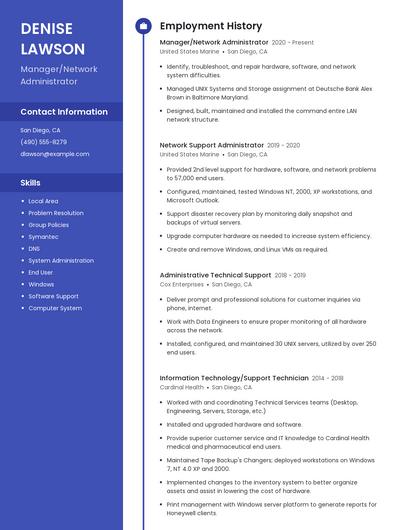 Manager/Network Administrator Resume