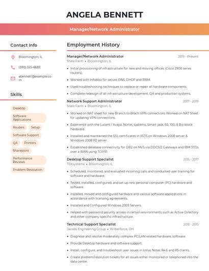 Manager/Network Administrator Resume