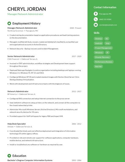 Manager/Network Administrator Resume
