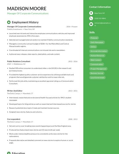 Resume example 5