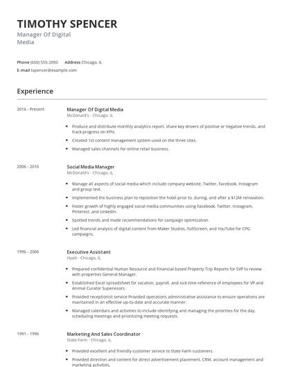 Manager Of Digital Media Resume