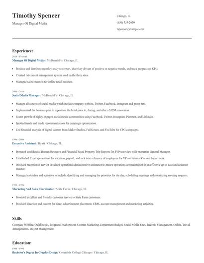 Manager Of Digital Media Resume