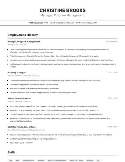 Resume example 2