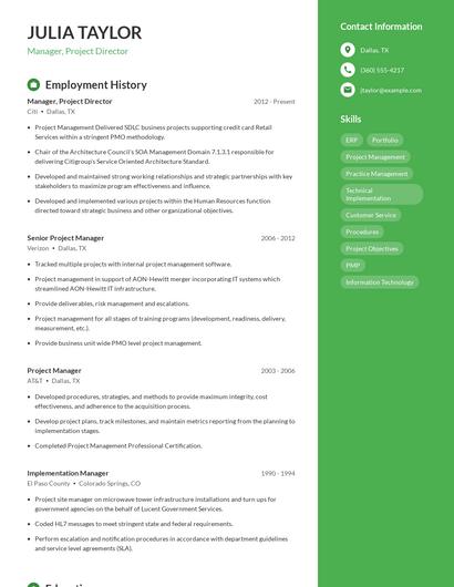 Manager, Project Director Resume
