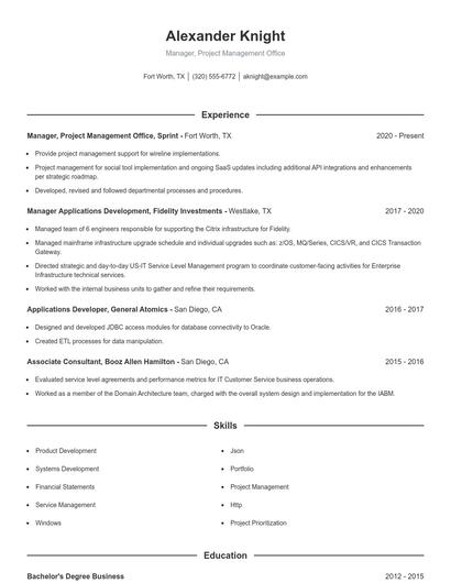Manager, Project Management Office Resume
