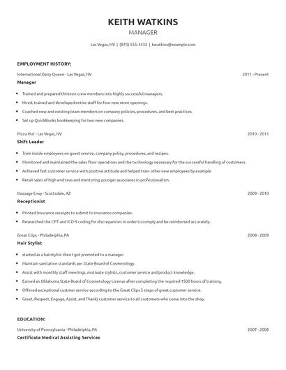 Manager Resume