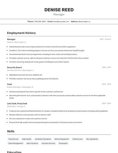 Resume example 2