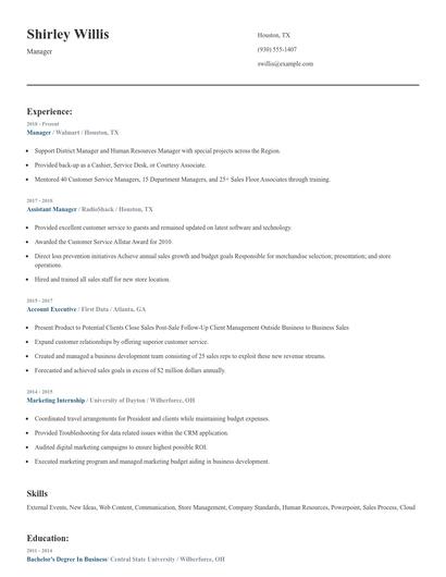 Manager Resume